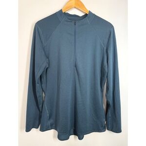 REI Co-op Womens Long Sleeve 1/4 Zip Pullover Top Sz L Blue Athletic‎ Base Layer